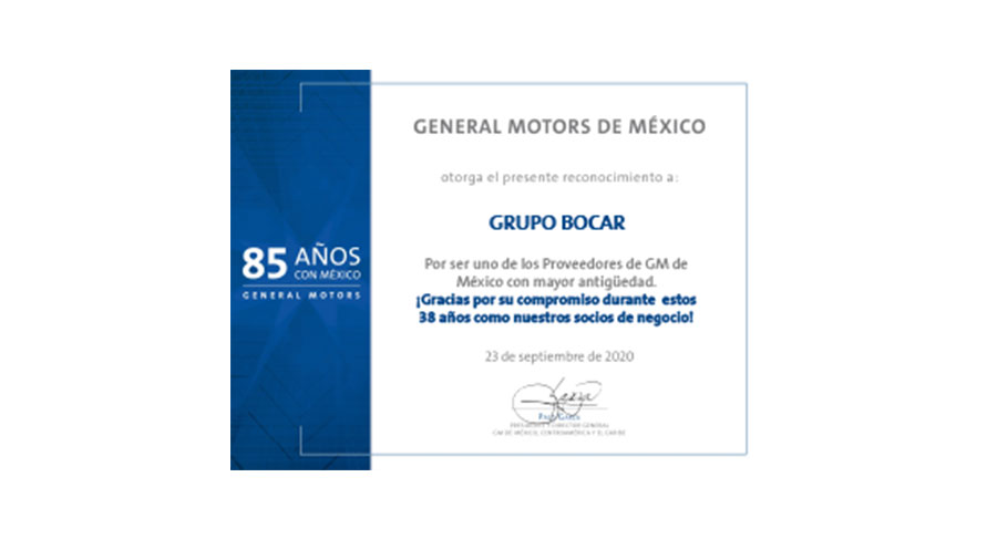 Reconocimiento GM al proveedor más antiguo de México: 38 años Reconocimiento GM al proveedor más antiguo de México: 38 años